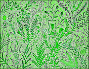 A Light Green Chaotic Garden Mixed Media by Lise Winne