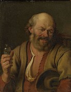 A Man with a Gin Bottle. Painting by Ary de Vois