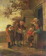 A Pedlar Selling Spectacles Outside A Cottage, C.1650-53 Painting by Jan Havicksz. Steen