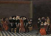 A Wedding Feast, traditionally called 'The Wedding of Adriaen Ploos van Amstel and Agnes van Bijl... Painting by Willem Cornelisz Duyster