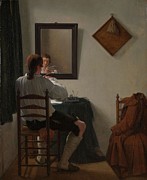 A Writer Trimming his Pen. Painting by Jan Ekels -II-