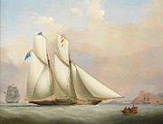 A Yacht And A Norwegian Coaster In A Storm Painting by Nicholas Matthew Condy