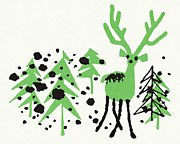 Abstract Deer and Pine Trees Drawing by CSA Images Abstract Deer and Pine Trees Drawing by CSA Images
