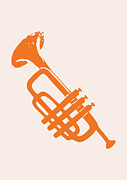 Abstract Orange Trumpet Silhouette Digital Art by Trendy Art