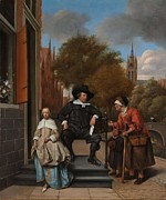 Adolf and Catharina Croeser, Known as 'The Burgomaster of Delft and his Daughter'. Portret van Ad... Painting by Jan Havicksz Steen -mentioned on object-