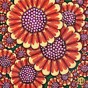 African Orange Daisy Tapestry Painting by Amy E Fraser