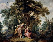 'Agar y el angel', Flemish School, Oil on copper, 68 cm x 86 cm, P02739. Sara. Painting by Frans Francken II the Younger -1581-1642-