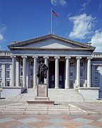 Alexander Hamilton statue in front of the Treasury Building Painting by Carol Highsmith