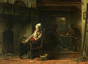 An Unhappy Woman, Or Domestic Sorrows, 1859 Painting by Jozef Israels