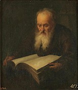 'Anciano con un libro', 17th century, Dutch School, Oil on pan... Painting by Gerrit Dou -1613-1675- 'Anciano con un libro', 17th century, Dutch School, Oil on pan... Painting by Gerrit Dou -1613-1675-