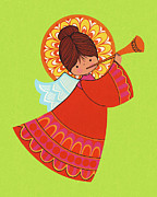 Angel Playing a Horn Drawing by CSA Images