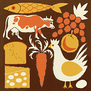 Animals and Food Drawing by CSA Images