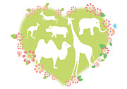 Animals In Heart Shape Digital Art by Moonbase/amanaimagesrf