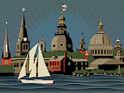 Annapolis Steeples And Cupolas Skyline Digital Art by Joe Barsin