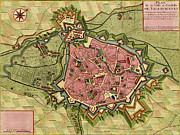 Antique map of town and citadel of Valenciennes Photograph by Steve Estvanik