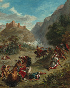 Arabs Skirmishing In The Mountains, 1863 Painting by Eugene Delacroix
