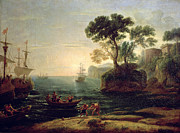 Arrival Of Aeneas In Italy, The Dawn Of The Roman Empire Painting by Claude Lorrain