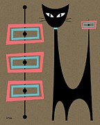 Atomic Cat Pink and Turquoise Digital Art by Donna Mibus