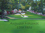 Augusta National Hole 12 Painting by Angela Stafford
