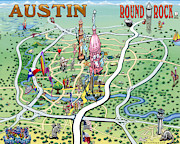 Austin Round Rock Texas Fun Map Digital Art by Kevin Middleton