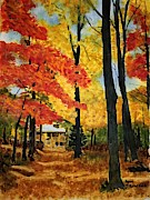 Autumn's Lane Painting by Ann Frederick