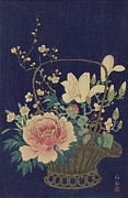 Bamboo Flowerbasket Painting by Ohara Koson Bamboo Flowerbasket Painting by Ohara Koson