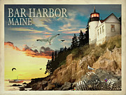 Bar Harbor Maine Mixed Media by Old Red Truck