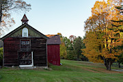 Barns with yellow fall color Photograph by Jeff Folger