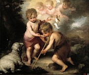 Bartolome Esteban Murillo / 'The Holy Children with a Shell', 1670-1675, Spanish School. Painting by Bartolome Esteban Murillo -1611-1682- Bartolome Esteban Murillo / 'The Holy Children with a Shell', 1670-1675, Spanish School. Painting by Bartolome Esteban Murillo -1611-1682-