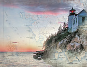 Bass Harbor lighthouse on a chart Photograph by Jeff Folger