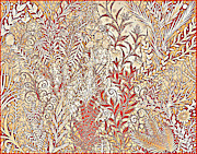 Batik Garden Jungle in Orange and Red Mixed Media by Lise Winne Batik Garden Jungle in Orange and Red Mixed Media by Lise Winne