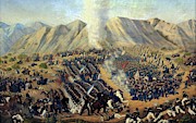 BATTLE OF CHACABUCO ON FEBRUARY 12, 1817, 1867, OIL ON CANVAS. 105.6x153cm. VANDORSE JOSE TOMAS. Painting by Jose Tomas Vandorse -b 1830-