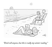 Beach Reading Drawing by Ellis Rosen