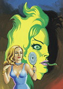 Beautiful Woman with a Scary Reflection Drawing by CSA Images