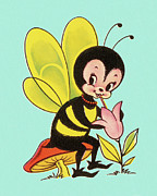 Bee Holding Flower Drawing by CSA Images