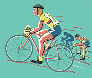 Bicycle Race Drawing by CSA Images