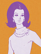 Big Haired Woman Wearing Necklace Drawing by CSA Images