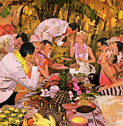 Big Luau Party Drawing by CSA Images Big Luau Party Drawing by CSA Images