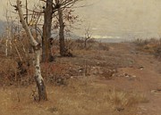 Birches In The Fall Painting by Herman Hartwich Birches In The Fall Painting by Herman Hartwich