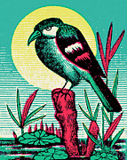 Bird on a Post Drawing by CSA Images Bird on a Post Drawing by CSA Images