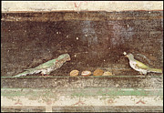 Birds Eating Nuts, Detail From A Tablinium Decorated With Egyptian-style Paintings, C.27-14 Bc Painting by Roman