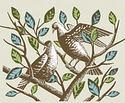 Birds in Branches Drawing by CSA Images Birds in Branches Drawing by CSA Images