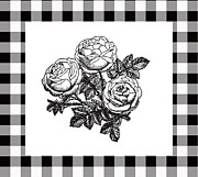 Black And White Floral Buffalo Check 1 Drawing by Unknown