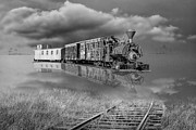 Black and White of On Life's Railway with Old Steam Locamotive E Photograph by Randall Nyhof