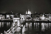 Black and White Pano of Budapest Chain Bridge Photograph by Stefano Senise