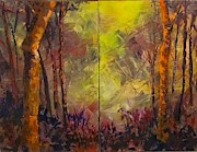 Black Bird Forest Painting by Barbara O'Toole Black Bird Forest Painting by Barbara O'Toole