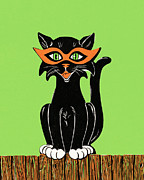 Black cat in glasses Drawing by CSA Images Black cat in glasses Drawing by CSA Images
