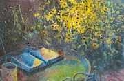 Black-Eyed Susans and Bible Study Painting by ML McCormick