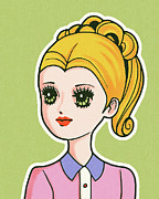 Blonde Girl With Big Eyes Drawing by CSA Images Blonde Girl With Big Eyes Drawing by CSA Images