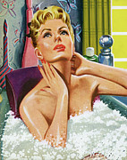Blonde Woman In Bubble Bath Drawing by CSA Images